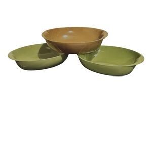 3 Lenox Ware Vintage Melmac Melamine Handled Serving Bowls 1 Brown 2 Avocado VGC